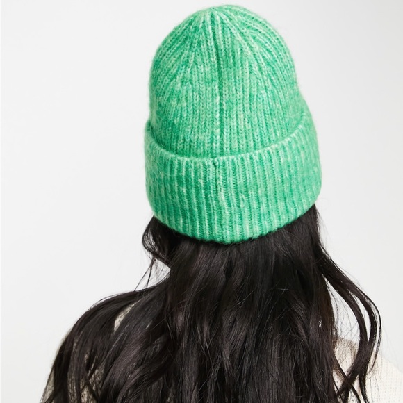 & Other Stories Bright Green Knit Beanie Wool Mix - Picture 3 of 6